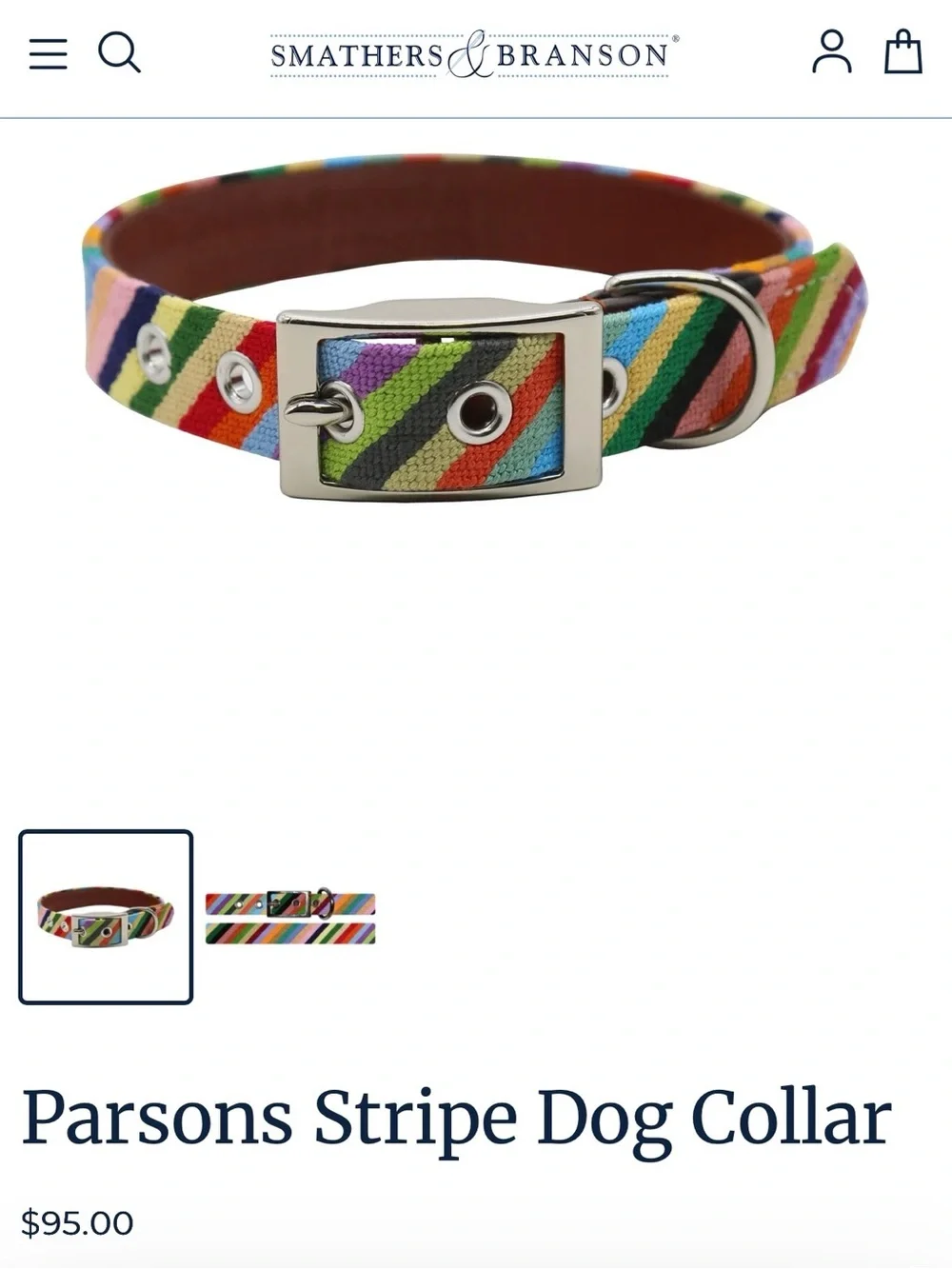 Smathers and Branson Parsons striped dog collar